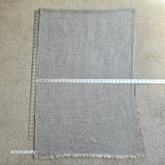 Cashmere Wool Herringbone Scarf Classic Grey Taupe Flawless - Picture 2 of 14